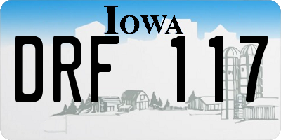 IA license plate DRF117