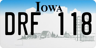 IA license plate DRF118