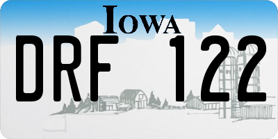 IA license plate DRF122
