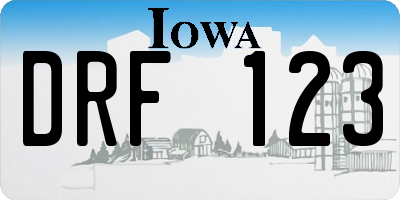 IA license plate DRF123