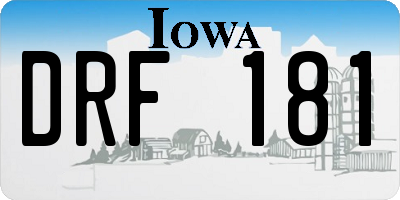 IA license plate DRF181