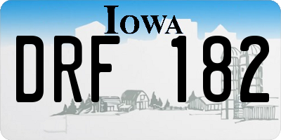 IA license plate DRF182