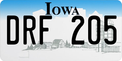 IA license plate DRF205