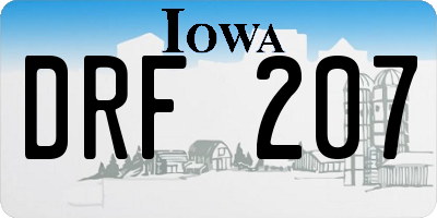 IA license plate DRF207