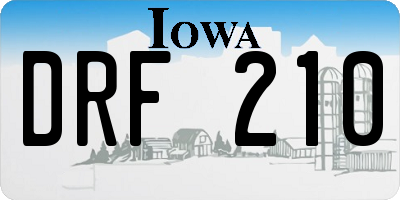 IA license plate DRF210