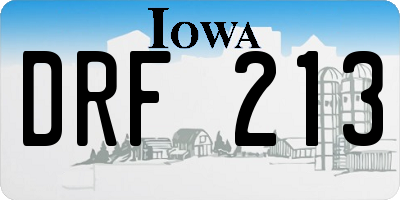 IA license plate DRF213