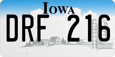 IA license plate DRF216