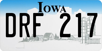 IA license plate DRF217