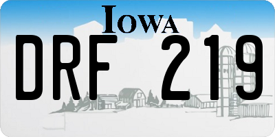IA license plate DRF219