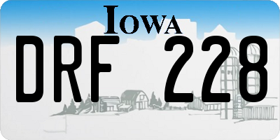 IA license plate DRF228