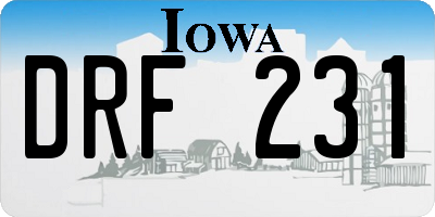 IA license plate DRF231