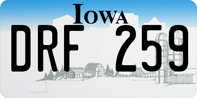 IA license plate DRF259