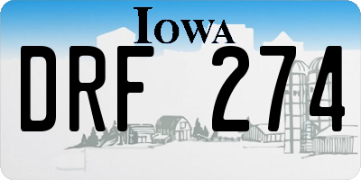 IA license plate DRF274