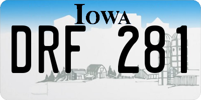 IA license plate DRF281