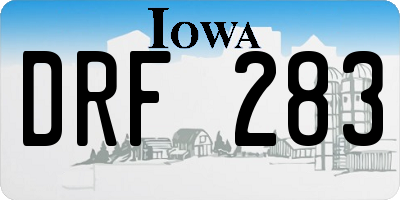 IA license plate DRF283