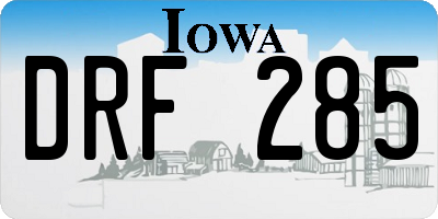 IA license plate DRF285