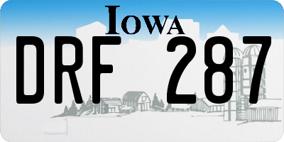 IA license plate DRF287