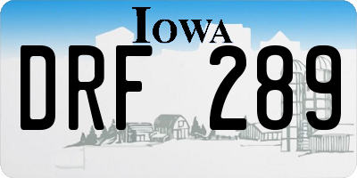 IA license plate DRF289