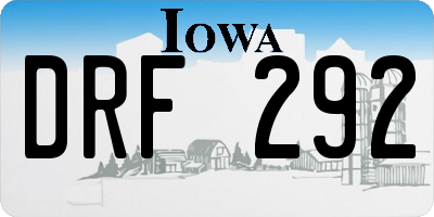 IA license plate DRF292