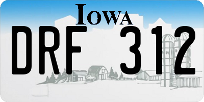 IA license plate DRF312