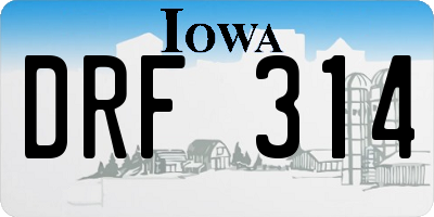 IA license plate DRF314