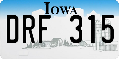 IA license plate DRF315