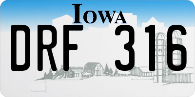 IA license plate DRF316