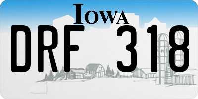 IA license plate DRF318