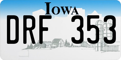 IA license plate DRF353