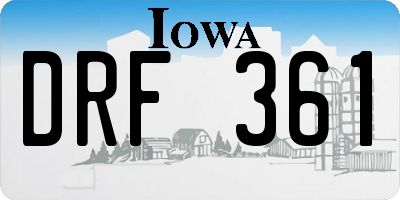 IA license plate DRF361