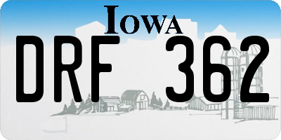IA license plate DRF362