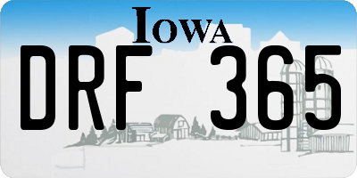 IA license plate DRF365