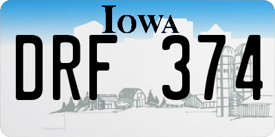 IA license plate DRF374