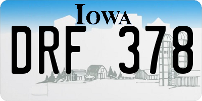 IA license plate DRF378
