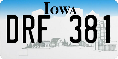 IA license plate DRF381