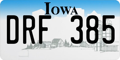 IA license plate DRF385