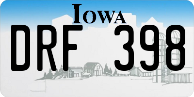 IA license plate DRF398