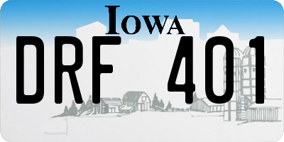 IA license plate DRF401