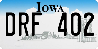 IA license plate DRF402