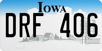 IA license plate DRF406