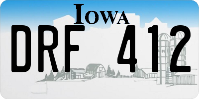 IA license plate DRF412