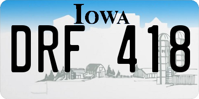 IA license plate DRF418