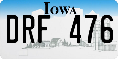 IA license plate DRF476
