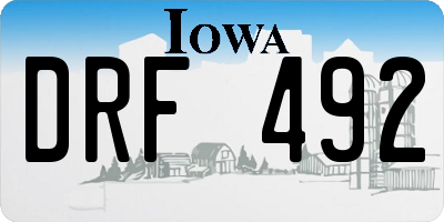 IA license plate DRF492