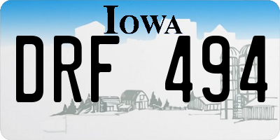 IA license plate DRF494