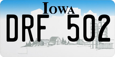 IA license plate DRF502