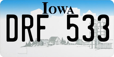 IA license plate DRF533