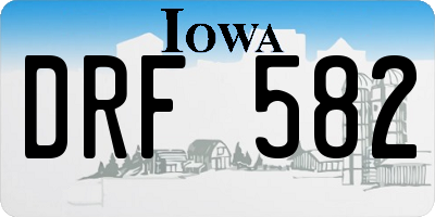 IA license plate DRF582
