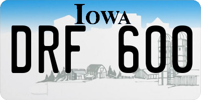 IA license plate DRF600