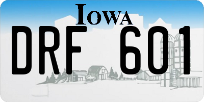 IA license plate DRF601